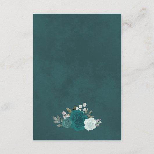 Elegant Blauwgroen & Aqua Rozen Trouwdetails QR Co Informatiekaartje (Achterkant)