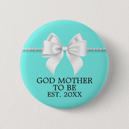 Elegant Blauwgroen Aqua Tiffany God Moeder Baby sh Ronde Button 5,7 Cm (Voorkant)