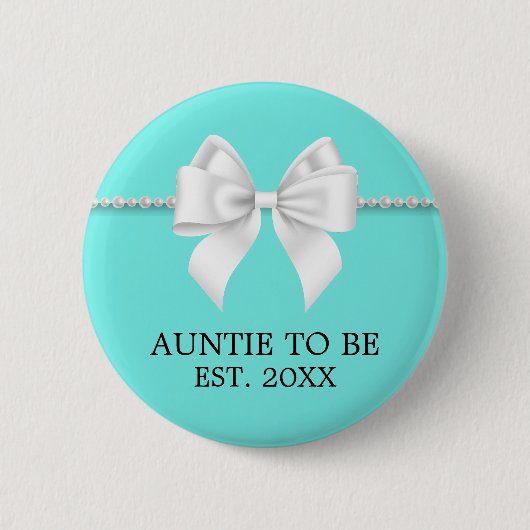 Elegant Blauwgroen Aqua Tiffany tante om Baby show Ronde Button 5,7 Cm (Voorkant)