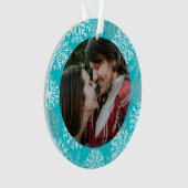 Elegant Blauwgroen Aqua White Winter Snowflakes Fo Ornament (voorkant)