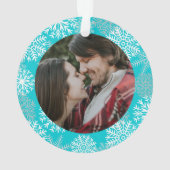 Elegant Blauwgroen Aqua White Winter Snowflakes Fo Ornament (achterkant)