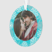 Elegant Blauwgroen Aqua White Winter Snowflakes Fo Ornament (voorkant)