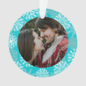 Elegant Blauwgroen Aqua White Winter Snowflakes Fo Ornament (voorkant)