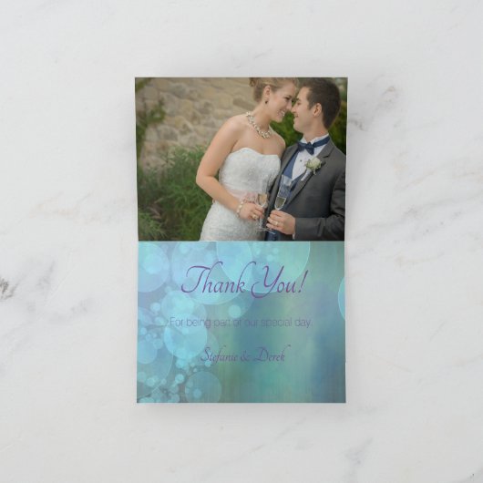 Elegant Blauwgroen belletjes Bedankkaart (Binnen)