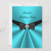 Elegant Blauwgroen Black Bow Stropdas Birthday Par Kaart (Voorkant)