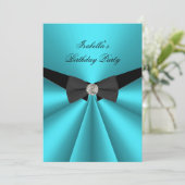 Elegant Blauwgroen Black Bow Stropdas Birthday Par Kaart (Staand voorkant)