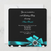 Elegant Blauwgroen Black White Polka Dots Birthday Kaart (Achterkant)