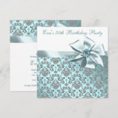 Elegant Blauwgroen Blauw 50ste Verjaardagsfeest Kaart (Voorkant / Achterkant)