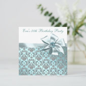 Elegant Blauwgroen Blauw 50ste Verjaardagsfeest Kaart (Staand voorkant)