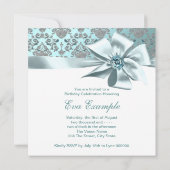 Elegant Blauwgroen Blauw 50ste Verjaardagsfeest Kaart (Achterkant)