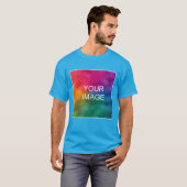  Elegant Blauwgroen blauw Afbeelding toevoegen Log T-shirt (Voorkant volledig)