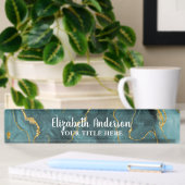 Elegant Blauwgroen blauw Agate Geode Chic Monogram Naambordje