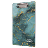 Elegant Blauwgroen blauw Agate Geode Marble Monogr Klembord (Links)