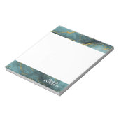 Elegant Blauwgroen blauw Agate Geode Marble Monogr Notitieblok (Linkerzijde)