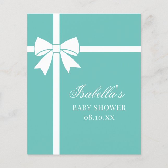 Elegant Blauwgroen blauw Baby shower gissen spel (Achterkant)