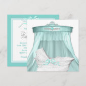 Elegant Blauwgroen blauw Baby shower Kaart (Voorkant / Achterkant)