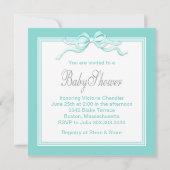 Elegant Blauwgroen blauw Baby shower Kaart (Achterkant)