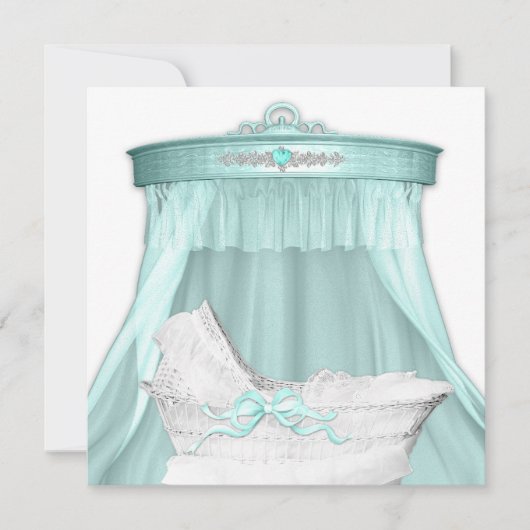 Elegant Blauwgroen blauw Baby shower Kaart (Voorkant)