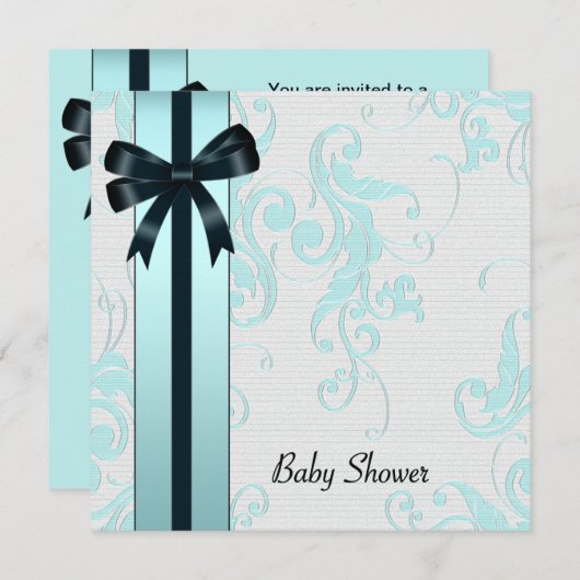Elegant Blauwgroen blauw Baby shower Kaart (Voorkant / Achterkant)