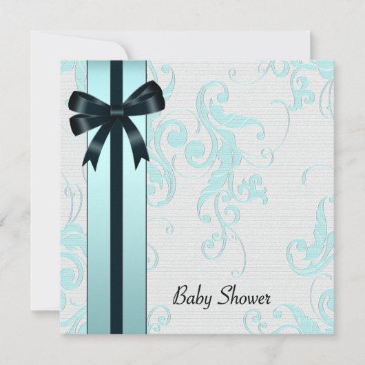 Elegant Blauwgroen blauw Baby shower Kaart (Voorkant)