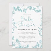 Elegant Blauwgroen blauw botanisch Baby shower Kaart (Voorkant)