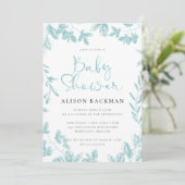 Elegant Blauwgroen blauw botanisch Baby shower Kaart (Staand voorkant)