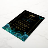 Elegant Blauwgroen Blauw Boterfly Quinceanera Folie Uitnodiging (Gedraaid)