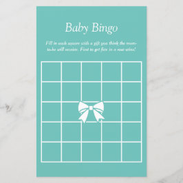 Elegant Blauwgroen Blauw & Bow Baby shower Gissen 