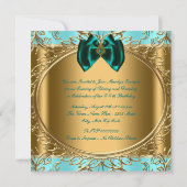 Elegant Blauwgroen blauw en gouden verjaardagsfees Kaart (Achterkant)