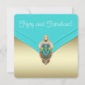 Elegant Blauwgroen blauw en gouden verjaardagsfees Kaart (Voorkant)