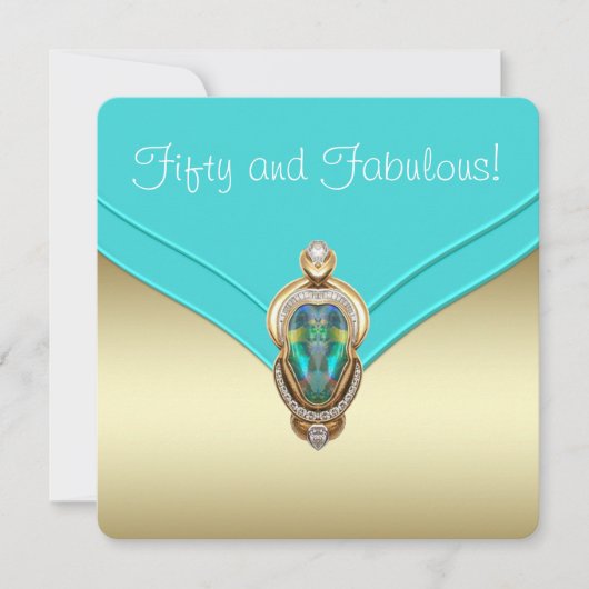 Elegant Blauwgroen blauw en gouden verjaardagsfees Kaart (Voorkant)