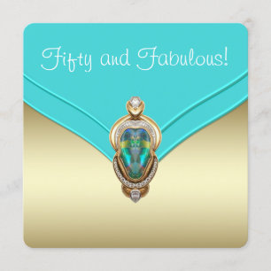 Elegant Blauwgroen blauw en gouden verjaardagsfees Kaart