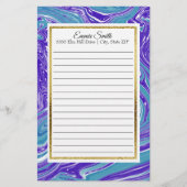 Elegant Blauwgroen blauw en goudsmederij Briefpapier (Voorkant)