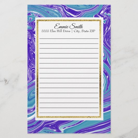 Elegant Blauwgroen blauw en goudsmederij Briefpapier (Voorkant)