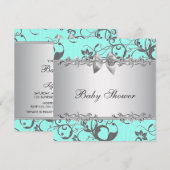 Elegant Blauwgroen blauw en grijs Baby shower Kaart (Voorkant / Achterkant)