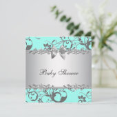 Elegant Blauwgroen blauw en grijs Baby shower Kaart (Staand voorkant)