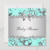 Elegant Blauwgroen blauw en grijs Baby shower Kaart (Voorkant)