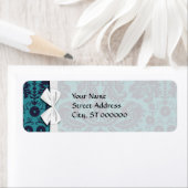 elegant blauwgroen blauw en middernacht damask etiket (Insitu)