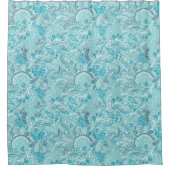 Elegant Blauwgroen blauw en wit Abstract gebarsten Douchegordijn (Voorkant)