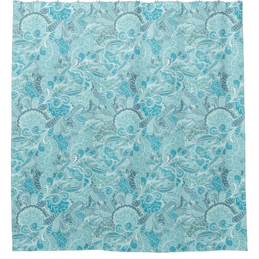 Elegant Blauwgroen blauw en wit Abstract gebarsten Douchegordijn (Voorkant)