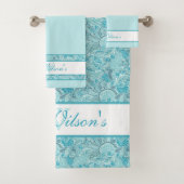 Elegant Blauwgroen blauw en wit Abstract Paisley a Bad Handdoek (Insitu)