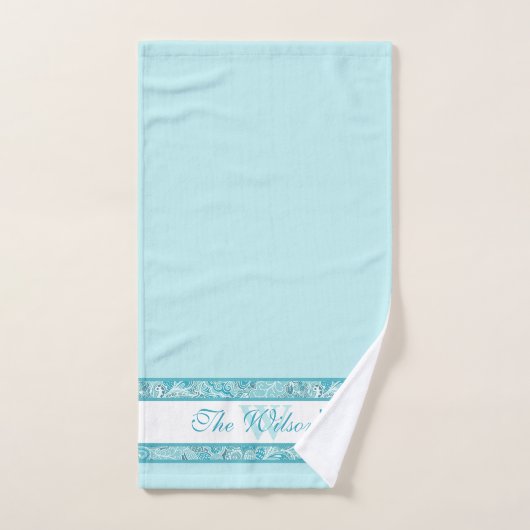 Elegant Blauwgroen blauw en wit Abstract Paisley a Bad Handdoek (Handdoek)