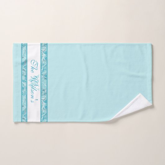 Elegant Blauwgroen blauw en wit Abstract Paisley a Bad Handdoek (Handdoek)