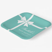 Elegant Blauwgroen blauw en wit lint boog Baby sho Papieren Bordje (Gebogen)