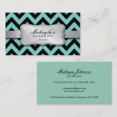 Elegant Blauwgroen blauw en zwart Chevron Pattern Visitekaartje (Voorkant / Achterkant)