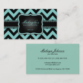 Elegant Blauwgroen blauw en zwart Chevron Pattern Visitekaartje (Voorkant / Achterkant)