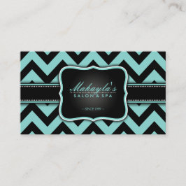 Elegant Blauwgroen blauw en zwart Chevron Pattern Visitekaartje