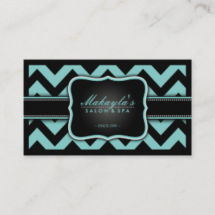 Elegant Blauwgroen blauw en zwart Chevron Pattern Visitekaartje