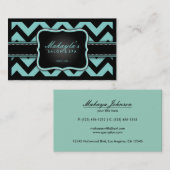 Elegant Blauwgroen blauw en zwart Chevron Pattern Visitekaartje (Voorkant / Achterkant)