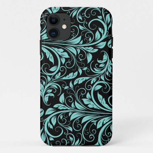 Elegant blauwgroen blauw- en zwart damesgrieppatro Case-Mate iPhone case (Achterkant)
